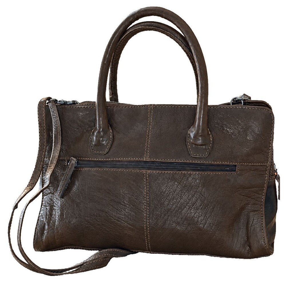 Spikes & Sparrow Dark Brown Genuine Leather Satchel Purse Top Handle Shoulder